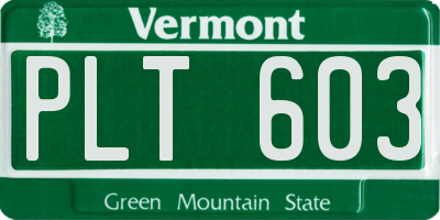 VT license plate PLT603