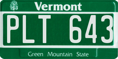 VT license plate PLT643