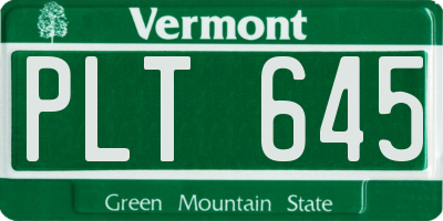VT license plate PLT645