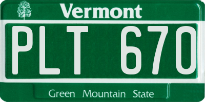 VT license plate PLT670