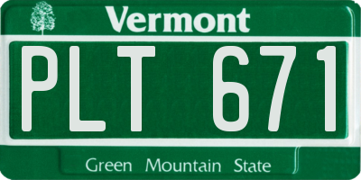 VT license plate PLT671