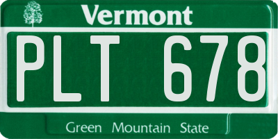 VT license plate PLT678