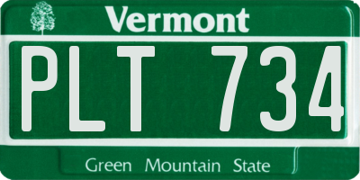 VT license plate PLT734