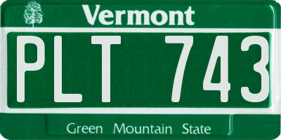 VT license plate PLT743