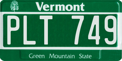 VT license plate PLT749