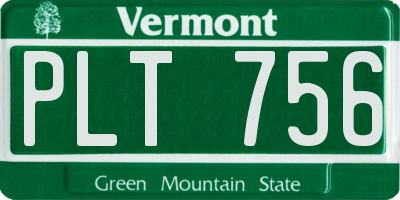 VT license plate PLT756
