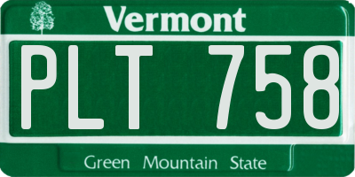 VT license plate PLT758