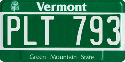 VT license plate PLT793