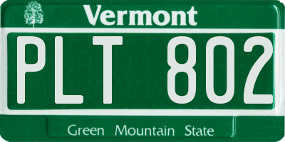 VT license plate PLT802