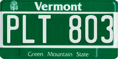 VT license plate PLT803
