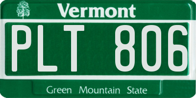 VT license plate PLT806
