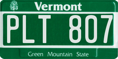 VT license plate PLT807