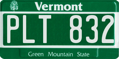 VT license plate PLT832