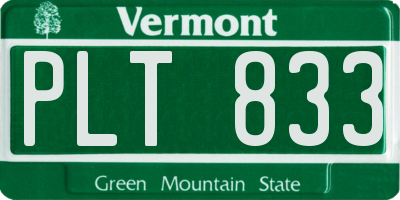 VT license plate PLT833