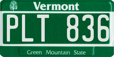 VT license plate PLT836