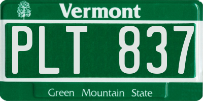 VT license plate PLT837