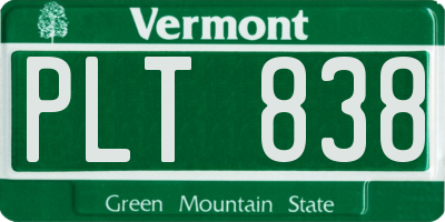 VT license plate PLT838