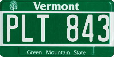 VT license plate PLT843