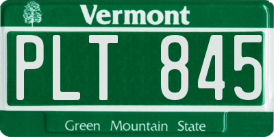 VT license plate PLT845