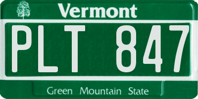 VT license plate PLT847