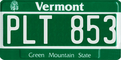 VT license plate PLT853