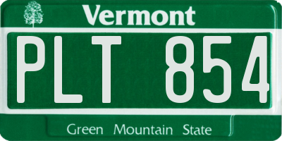 VT license plate PLT854