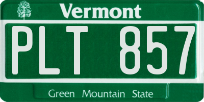 VT license plate PLT857