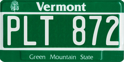 VT license plate PLT872