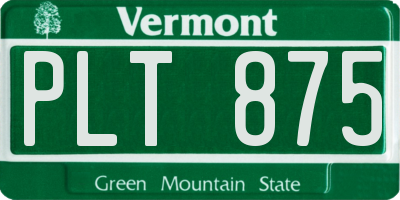 VT license plate PLT875