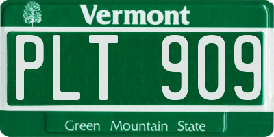 VT license plate PLT909