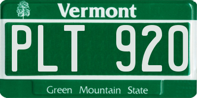 VT license plate PLT920
