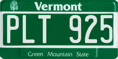 VT license plate PLT925