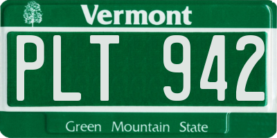 VT license plate PLT942