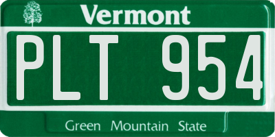 VT license plate PLT954