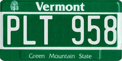 VT license plate PLT958