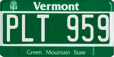 VT license plate PLT959