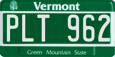 VT license plate PLT962