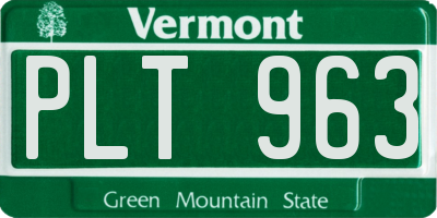 VT license plate PLT963