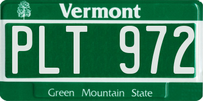 VT license plate PLT972
