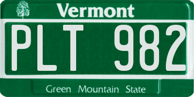 VT license plate PLT982