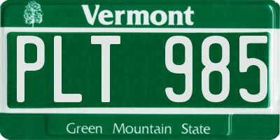 VT license plate PLT985