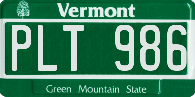 VT license plate PLT986