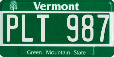 VT license plate PLT987