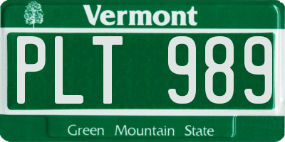 VT license plate PLT989