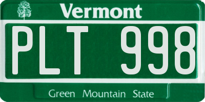 VT license plate PLT998