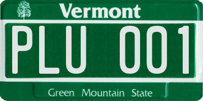 VT license plate PLU001