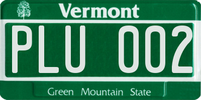 VT license plate PLU002