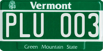VT license plate PLU003