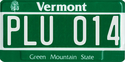 VT license plate PLU014