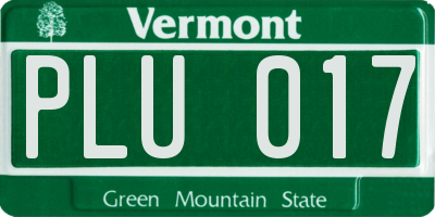 VT license plate PLU017